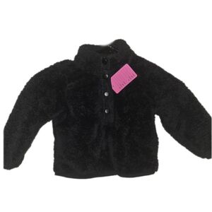 Black Fuzzy Button Up Sweater 2T
